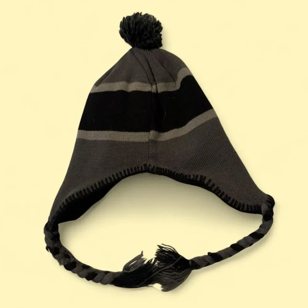 MLB Beanie Unisex One Size Black Gray White Sox Baseball Knit Earflap Pom